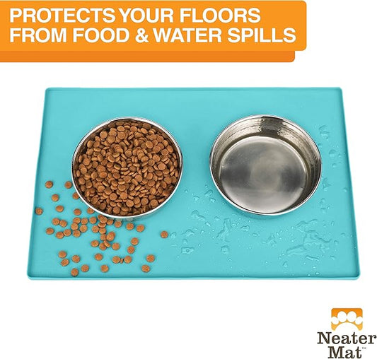 Neater Pet Brands Neater Mat Pet Mats for Food and Water, Waterproof Silicone Pet Mat with Raised Edge for Dogs or Cats