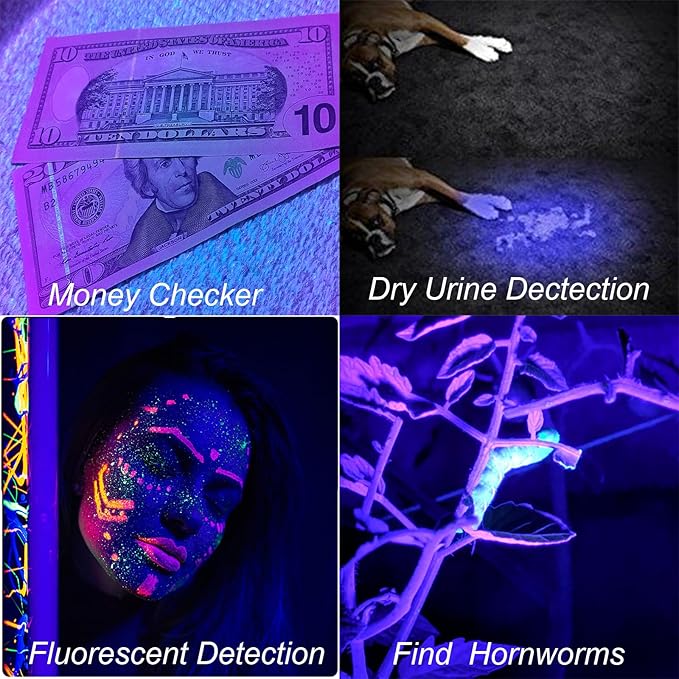 395nm UV Flashlight, Mini Ultraviolet Flashlight Detector for Pet Urine Stains, Small Black Light Flashlight for UV Glue Curing, AC Leak Detection & Scorpion, Rocks & Scorpions Finder