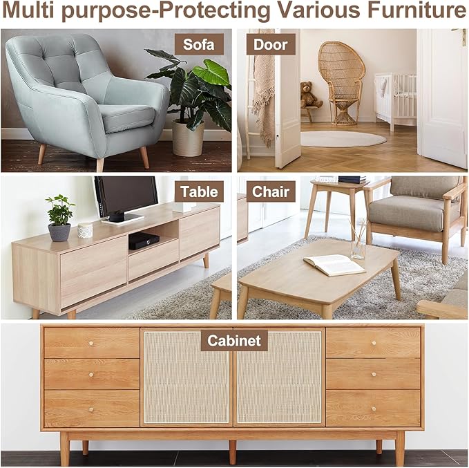 uxcell Anti Scratch Furniture Protector, 4 Sheets 17" x 12" Single-Sided Sticky Couch Protector from Cat Claws, Clear Protectors from Cats Scratching for Sofa Corners, Walls, Doors
