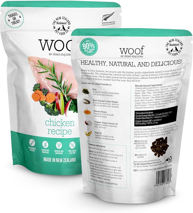 Air Dried Dog Food, Toppers for Dry Food, High Protein, Natural Dog Food, Limited Ingredient Recipe Chicken, 3.5 oz