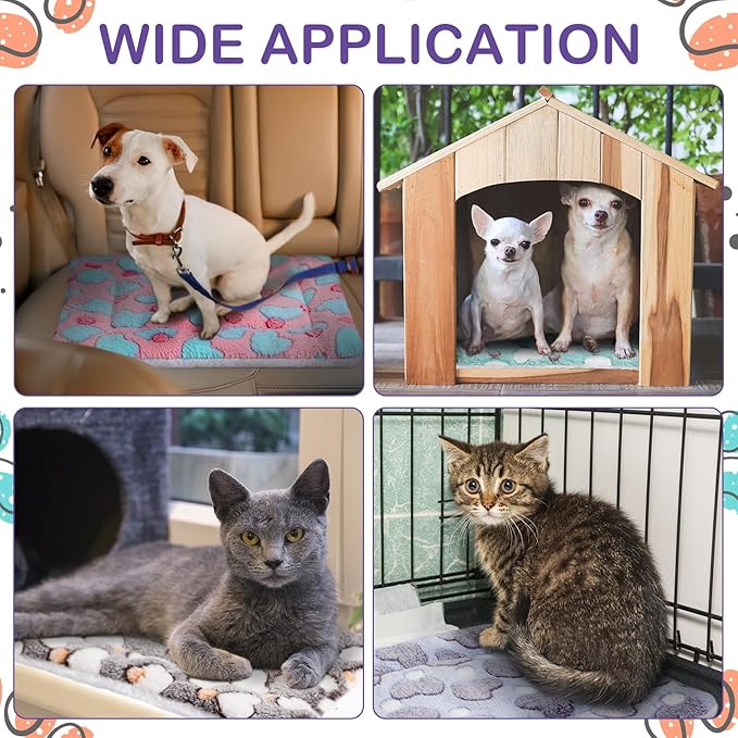 Haull 4 Pcs Waterproof Guinea Pig Bedding Winter Guinea Pig Bed Plush Cage Liners Soft Dog Cat Mat Reversible Winter Cozy Animal Pee Pad Hamster Bed Mat for Bunny(Heart,13 x 18.5 Inch)