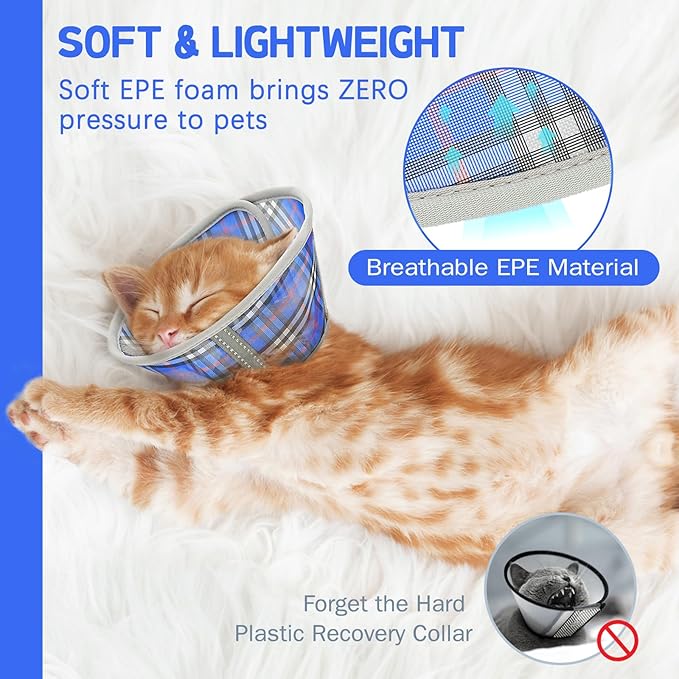 Cat Cone Collar Soft, Cat Recovery Collar for Large Medium Small Cats Kittens, Pet Cone Alternative After Surgery