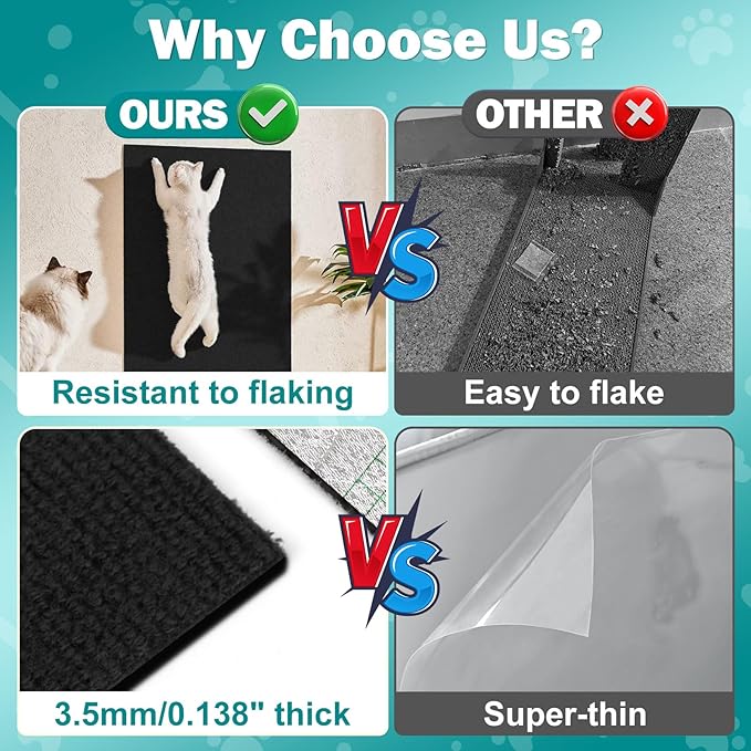 196.8x15.8 Cat Wall Scratcher Mat with Nano Tape,Anti Cats Scratch Furniture Couch Carpet Corner Protector for Indoor,Trimmable Cat Scratching Pad Board Sofa Replacement