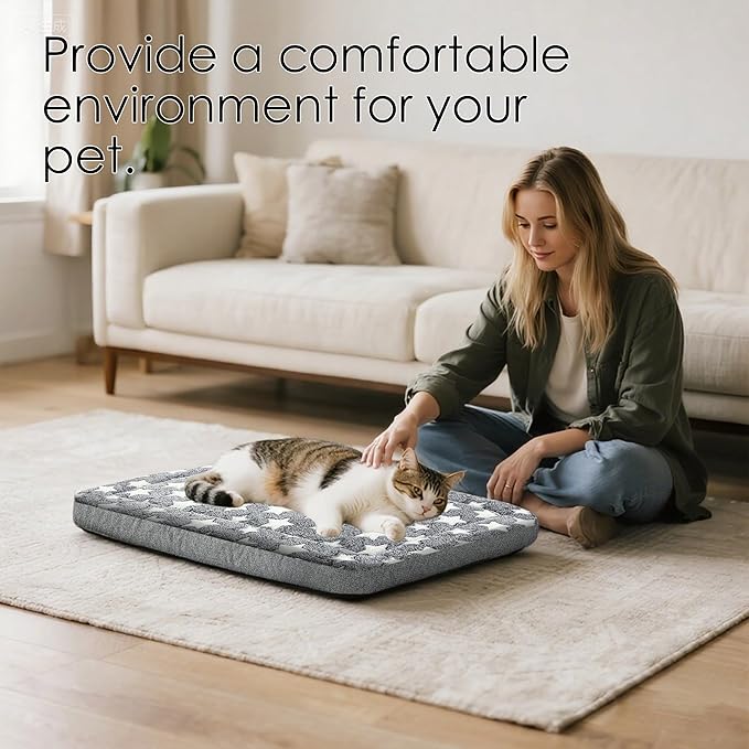 Dog Bed Mat for Crate, Soft Kennel Pad, Durable Comfort Mat for Dogs and Cats, Home and Crate Use (Gray, 18"*14"*1.5")