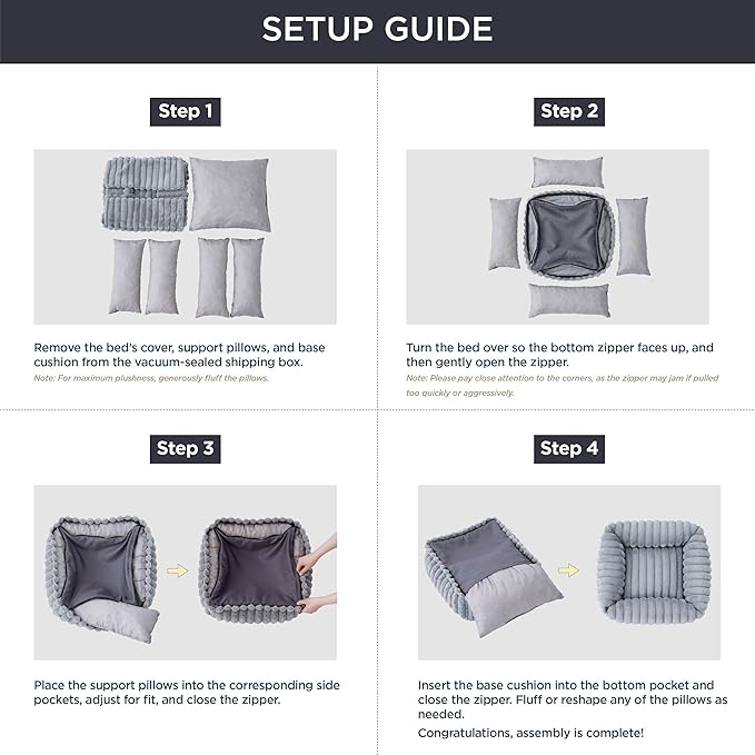 Bedsure Washable Dog Bed for Medium Dogs - Cute Furry Puppy Beds, Rectangle Orthopedic Corduroy Fleece Pet Beds with Removable Zipper Cover, 30x24x8inches, Warm Grey