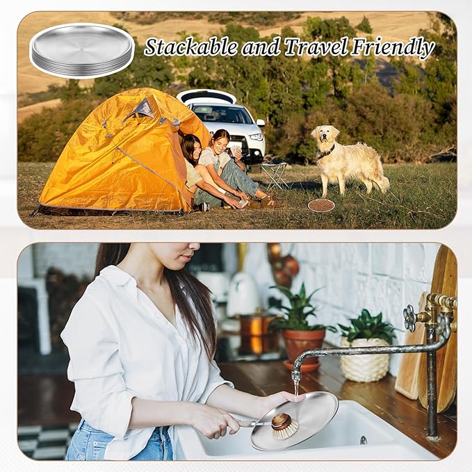 16Pcs Stainless Steel Cat Bowls 6.7Inch Shallow Cats Food Dish Cat Wet Food Bowl Whisker Friendly Cats Bowl for Kitten and Small Pets