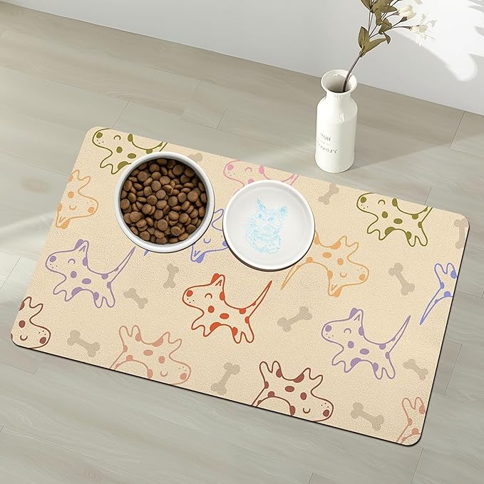 Pet Feeding Mat for Floors Waterproof Dog Mat for Food and Water Absorbent Quick Dry Non Slip mat for Cat Bowls