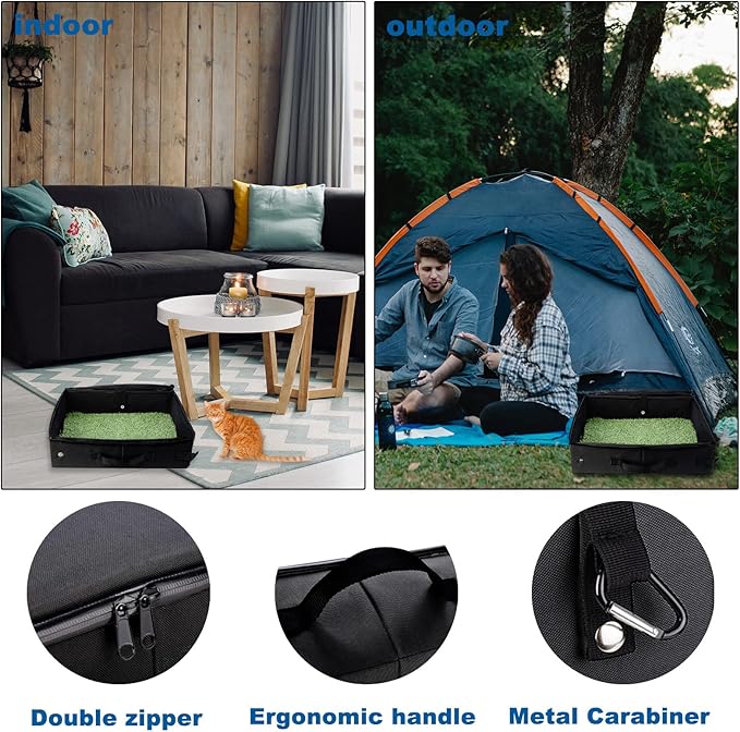 Portable Travel Cat Litter Box for Cats with Lid,Leak-Proof Waterproof Foldable Kitty Litter Box, for Cat Travel Essentials, Hotel, Airplane and Other Outdoor Use(Black)