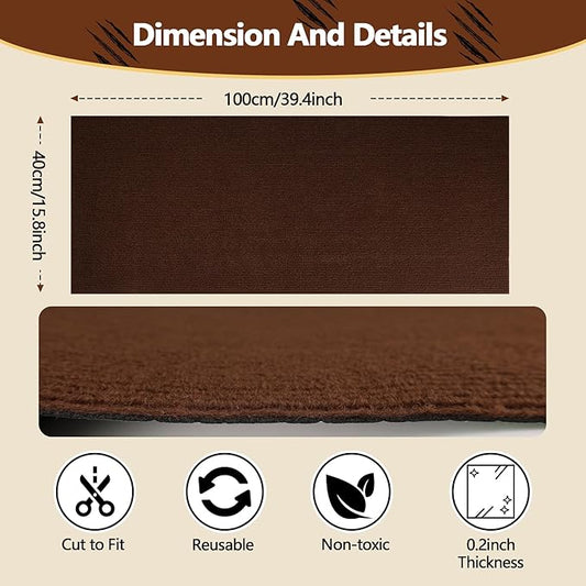 Cat Scratch Furniture Protector, 39.4"x15.8" Self Adhesive Cat Scratch Mat Pad,Cut to Fit DIY Replacement Carpet for Tree,Wall,Bed,Door, Couch Protector (Brown)