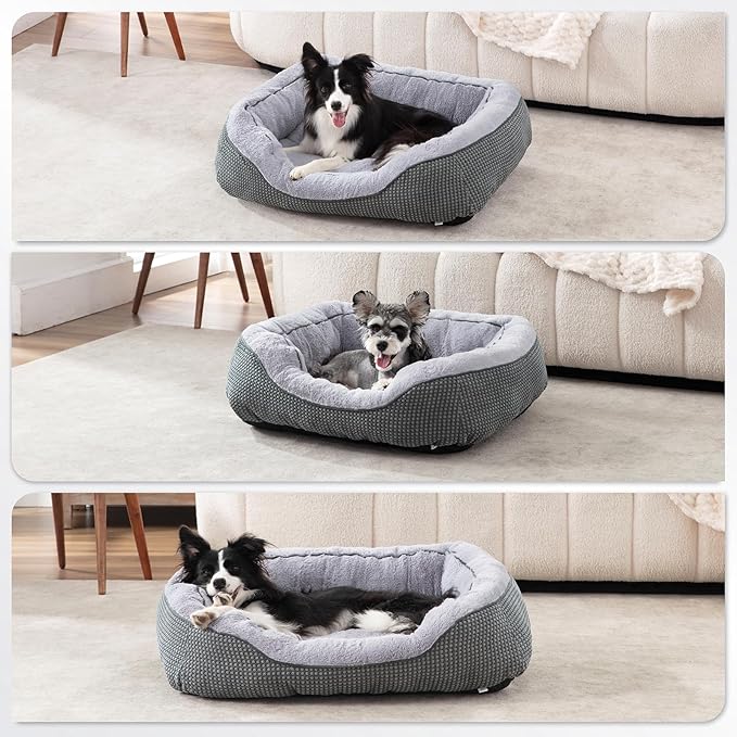 INVENHO Large Dog Beds Large Sized Dog Washable, Orthopedic Warming Soft Sleeping Puppy Bed Durable Pet Bed with Anti-Slip Bottom L(35"x25"x10")