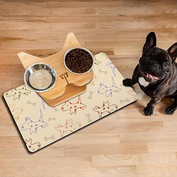 Pet Feeding Mat for Floors Waterproof Dog Mat for Food and Water Absorbent Quick Dry Non Slip mat for Cat Bowls