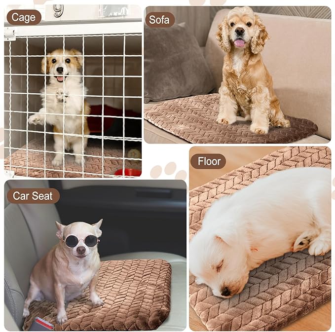 4 Pack Self Heating Cat Pad 16 x 20 Inch Self Warming Cat Bed Non Slip Warm Dog Pad Mat Washable Pet Kennel Crate Bed Mat for Indoor Outdoor Pets(Camel,16 x 20 Inch)
