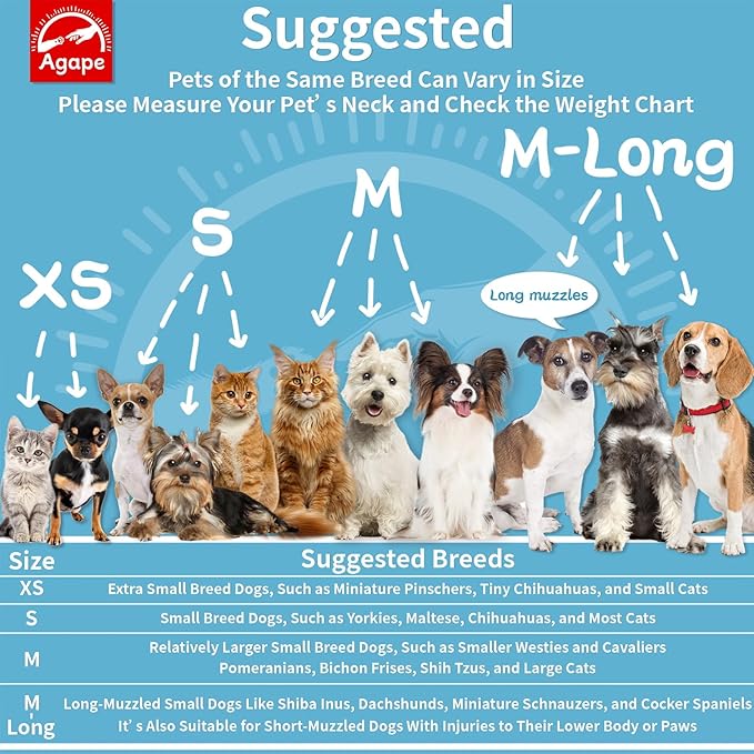 Agape Soft Dog Cone for Small Dogs & Cats, Comfy Dogs Recovery Collar After Surgery, Adjustable E Collar Alternative to Stop Licking, Protective Elizabethan Collars for Pup, Comfortable Dog Cones