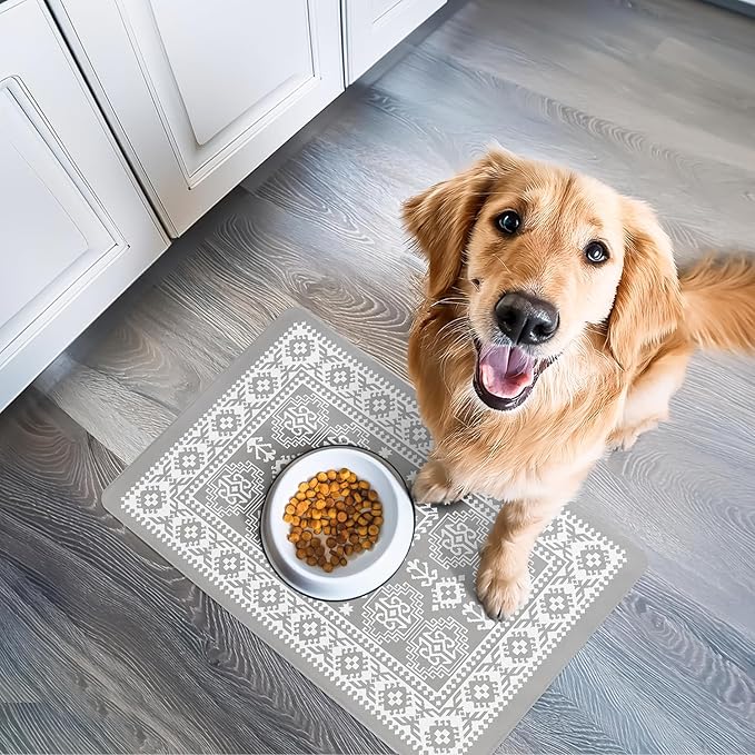 NALALAS Large Dog Mat for Food and Water, Cat Feeding Mat | Large Waterproof Dog Bowl Mat | Non-Slip Pet Food Mat for Floors | Pet Mats for Food and Water | Easy to Clean