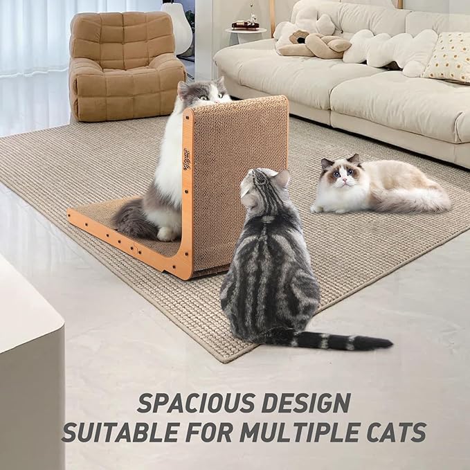 Cat Scratcher, Vertical Cat Scratching Board, 23.6 Inch L Shape Cat Scratch Pads Wall Mount Cat Scratchers for Indoor Cats