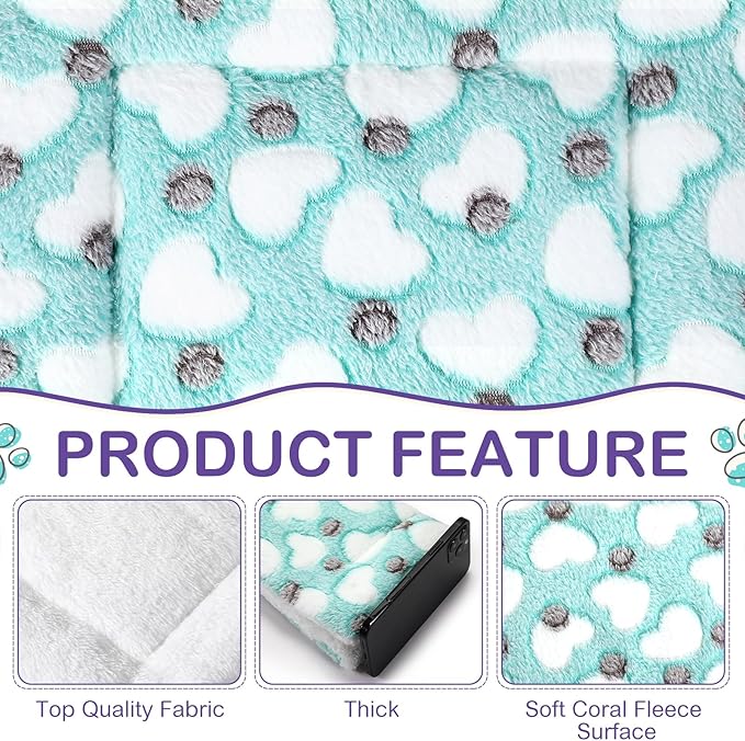 Haull 4 Pcs Waterproof Guinea Pig Bedding Winter Guinea Pig Bed Plush Cage Liners Soft Dog Cat Mat Reversible Winter Cozy Animal Pee Pad Hamster Bed Mat for Bunny(Heart,13 x 18.5 Inch)