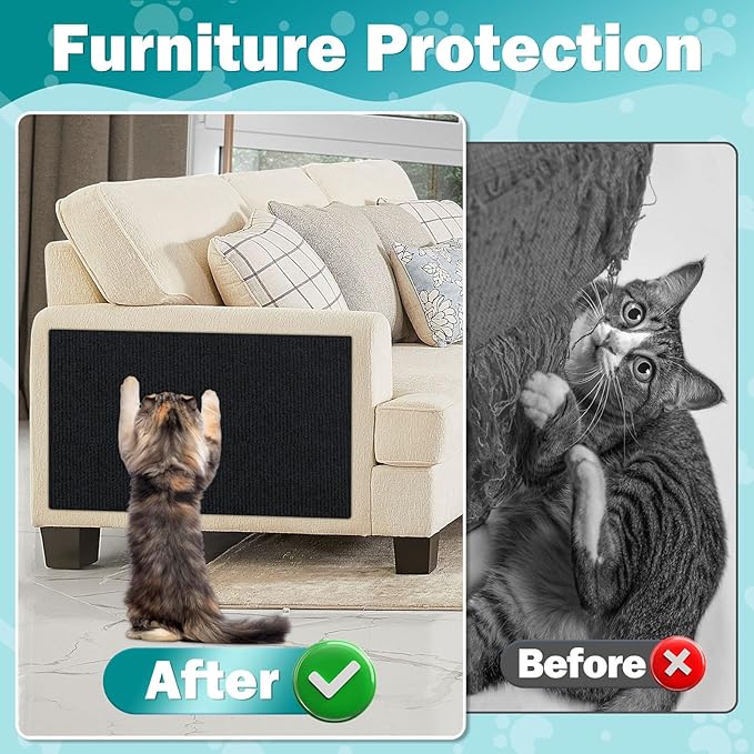 196.8x15.8 Cat Wall Scratcher Mat with Nano Tape,Anti Cats Scratch Furniture Couch Carpet Corner Protector for Indoor,Trimmable Cat Scratching Pad Board Sofa Replacement