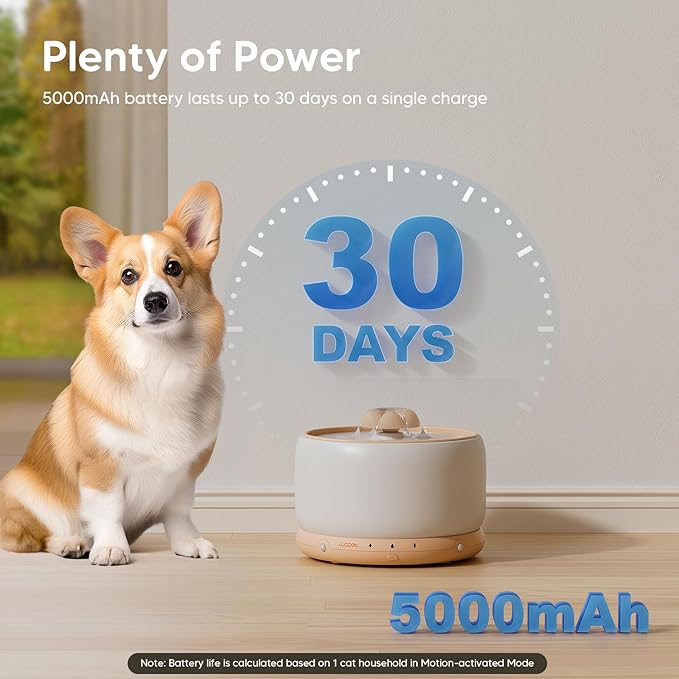 WOPET Wireless Cat Water Fountain, 3L/101oz W03 Stylish Ceramic Pet Water Fountain, 5000 mAh Battery Operated Cat Water Dispenser for Cats & Dogs, Ultra-Quiet, Easy to Clean and Assemble White Orange