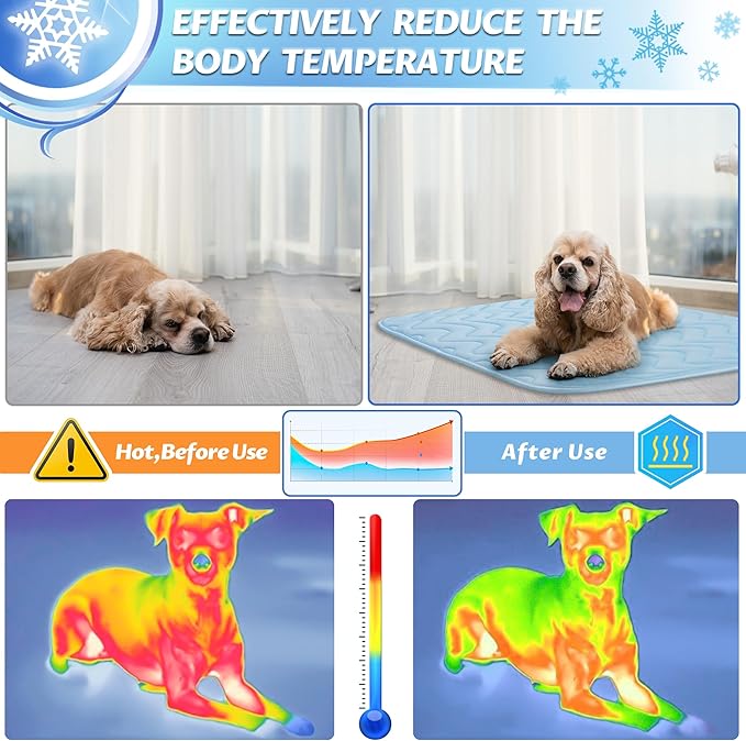 Summer Dog Cooling Mat,Washable Ice Silk Self Cool Pad for Small Medium Large Dogs and Cats, Indoor Outdoor Pet Sleeping Pad for Crate, Kennel, Bed, Sofa or Car Seats (36" x 23")