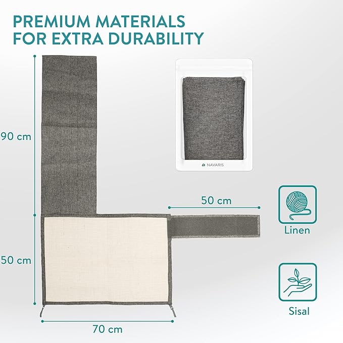 Navaris Cat Scratch Mat Sofa Protector - Natural Sisal Furniture Protector Scratching Pad for Cats - Scratch Carpet for Couch, Sofa, Chair