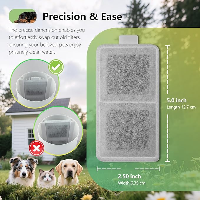 6 Pack Cat Water Fountain Filter Replacement Compatible With PetSafe Whisker City Automatic Pet Fountain, Small and Large Size Pet Water Fountain Replacement Filters(Large)