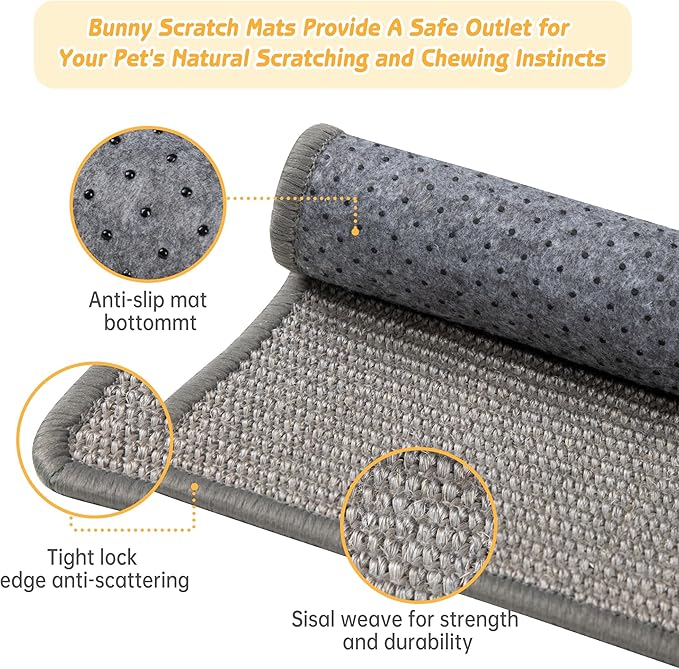 2Pcs Bunny Bed, Sisal Rabbit Scratching Pad,Natural Cat Resting Mats for Cages,Guinea Pig Bed Mat,Forage Grass Mat,Teeth Care Rabbit Mats (15.7x11.8 in)