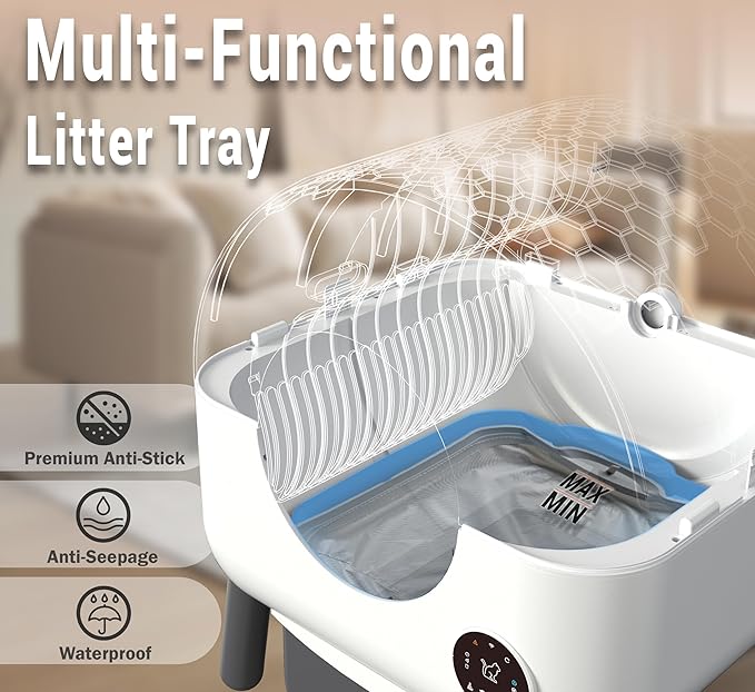 Automatic Self Cleaning Litter Box, MeowWhimsy Extra Large Automatic Cat Litter Box Self Cleaning Robot S7 for Cats, Smart Safety Sensors-App Control-Low Noise, Washable Tray,40 pcs Trash Bag