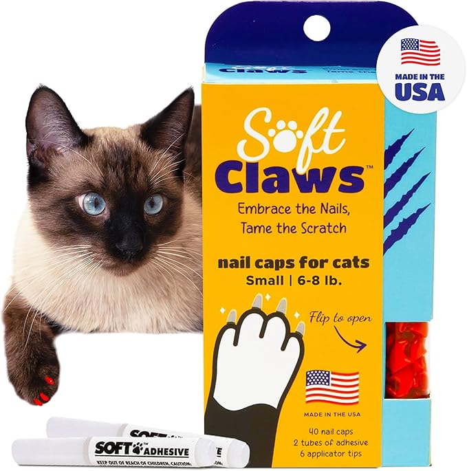 Soft Claws Safe Scratch-Free Solution for Cats - CLS (Cleat Lock System), Size: Small, Color: Red