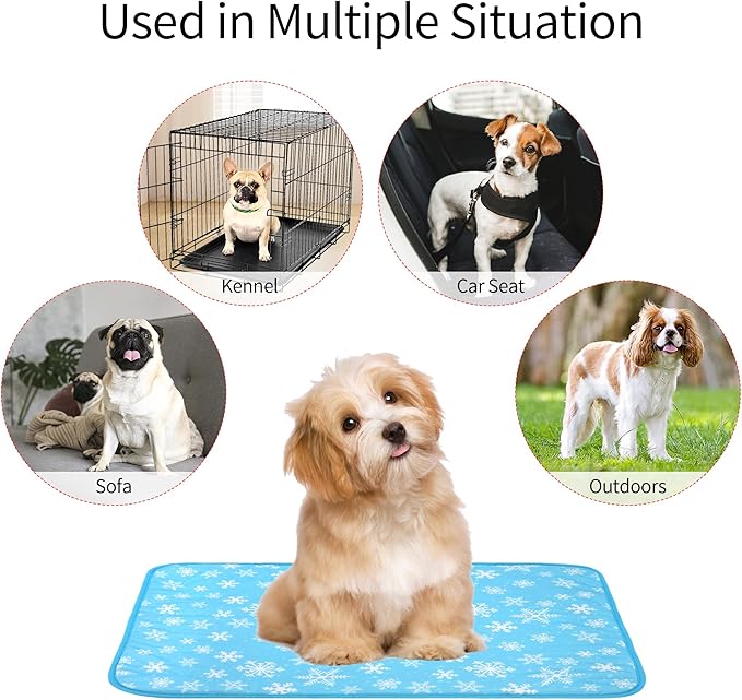 NACOCO Summer Pet Cooling Mat - Cat Dog Cushion Pad Sleeping Cool Snowflake Comfortable Soft for Pets Kids and Adults (Blue Snowflake, M)