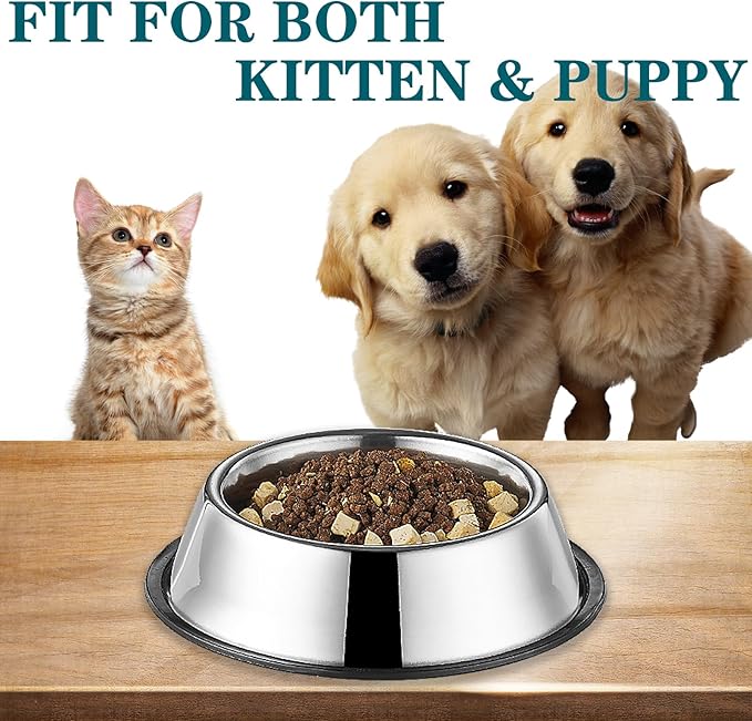 3Packs Cat-Bowls Cat Food Bowl - 4.5 Inch Non-Slip Stainless Steel Small Cats Wet Food Bowls 7 Oz Pet Feeding Bowl Whisker Fatigue Relief Cats Water Container for Kitten Puppy Small Dog