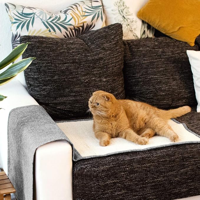 Navaris 2X Cat Scratch Mats Sofa Protector - Natural Sisal Furniture Protector Scratching Pads for Cats - Chair, Couch, Seat, Stairs