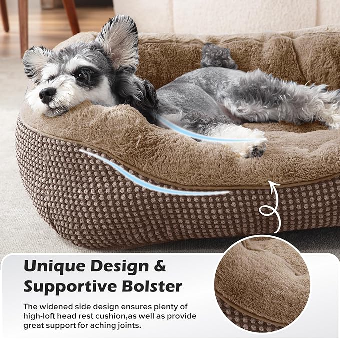 INVENHO Large Dog Beds Large Sized, Washable Orthopedic Warming Soft Sleeping Durable with Anti-Slip Bottom