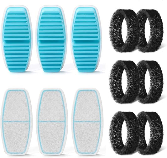 Cat Water Fountain Filters: 12 Cat Fountain Replacement Filter for FOFNON Pet Water Fountain - 3 Months Set of Pet Fountains Filter - Including 6 Pieces Filters + 6 Pieces Sponges