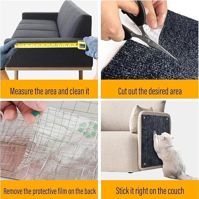 Cat Scratch Couch Furniture Protector, Adhesive Cat Scratch Pad Deterrent for Furniture, DIY Climbing Scratcher for Indoor Cats (Dark Grey, 39.3x15.8 in)