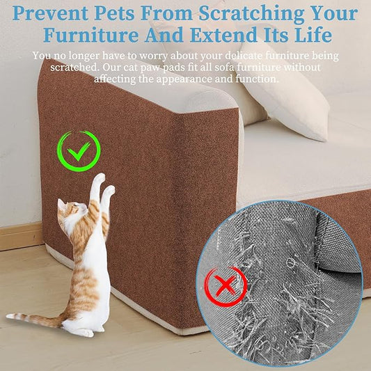 Cat Scratching Mat - Trimmable Self Adhesive DIY Climbing Cat Scratcher Pad for Cat Tree Shelves and Post Cat Scratch Furniture Protector