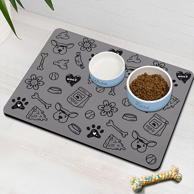Pet Feeding Mat for Floors Waterproof Dog Mat for Food and Water Absorbent Quick Dry Non Slip mat for Cat Bowls