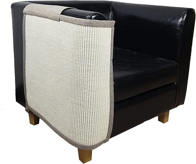 Cat Scratcher Couch- Natural Sisal Furniture Protection from Cats - Corner cat Scratcher for Couch,Chair,Sofa - Easy Installation (Khaki Sofa Right armrest)