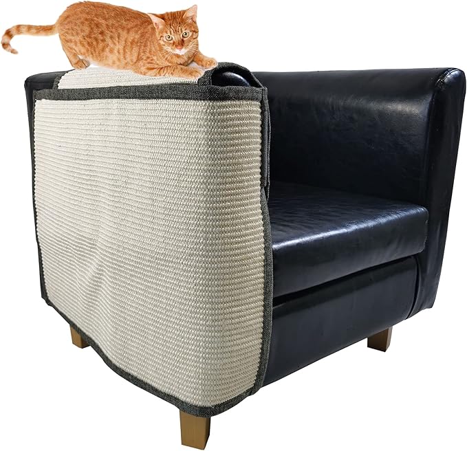 Fully Wrapped Cat Scratcher Couch- Natural Sisal Furniture Protection from Cats-Corner cat Scratcher for Couch Bed,Chair-Easy Installation