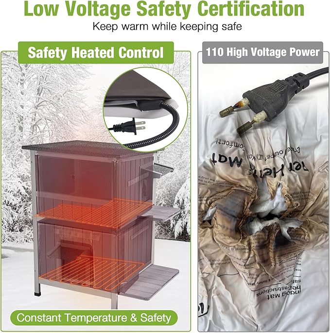 GUTINNEEN Heated Outdoor Cat House Insulated Weatherproof Outside Feral Cat Shelter for Winter with Heater and Insulated Liner Two Story, 28" L x 23" D x 34.4" H