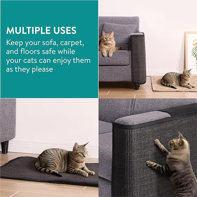Navaris Cat Scratch Mat Sofa Protector - Natural Sisal Furniture Protector Scratching Pad for Cats - Scratch Carpet for Couch, Sofa, Chair - Left
