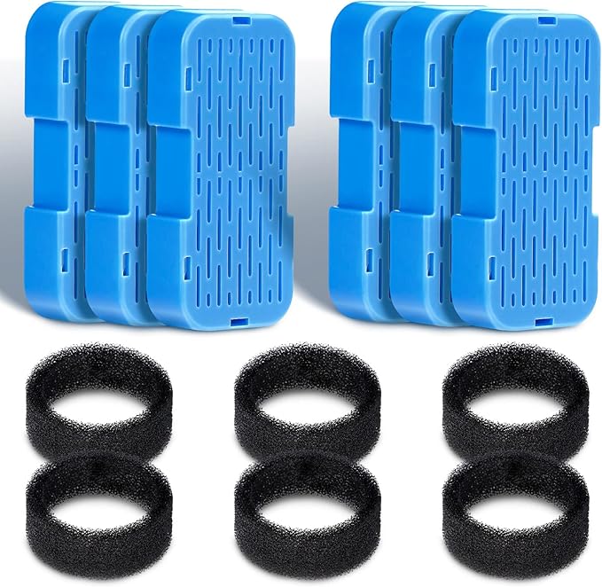 Cat Water Fountain Filters Replacement: 6 Carbon Filters + 6 Sponge Filters - Pet fountain with filter for keeping water fresh and clean, for 2L Cat Fountain H3 GOOSTOO
