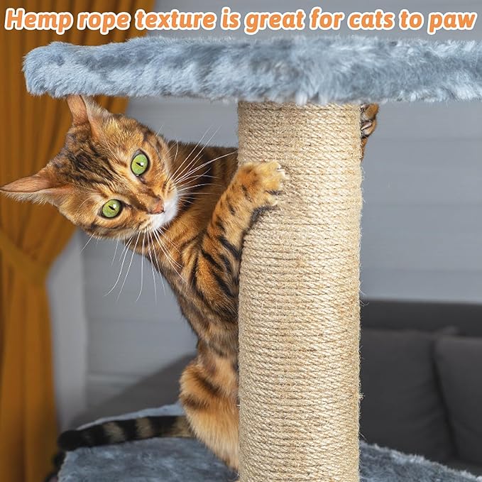 Cat Natural Sisal Rope for Scratching Post Tree Replacement, Hemp Rope for Repairing, Replacement Cat Tree and Tower (6 mm 66 Ft)