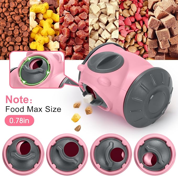 Treat Dispensing Dog Toys, Interactive Dog Treat Toy for Boredom to Keep Them Busy, Adjustable and Durable Dog Puzzle Toy for Small/Medium/Large Breed Dogs Pink