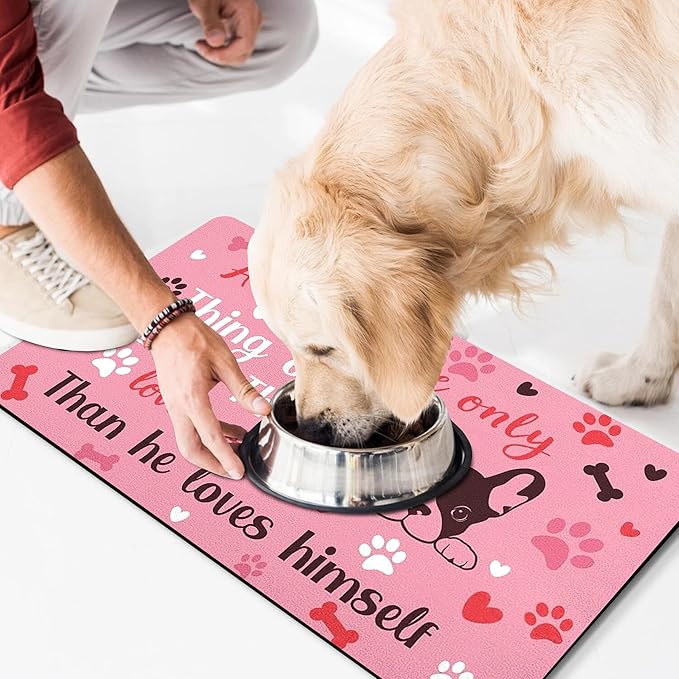 Pet Feeding Mat for Floors Waterproof Dog Mat for Food and Water Absorbent Quick Dry Non Slip mat for Cat Bowls