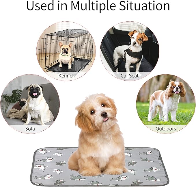 NACOCO Summer Pet Cooling Mat - Cat Dog Cushion Pad Sleeping Cool Sharks Comfortable Soft for Pets Kids and Adults (Grey Shark, M)