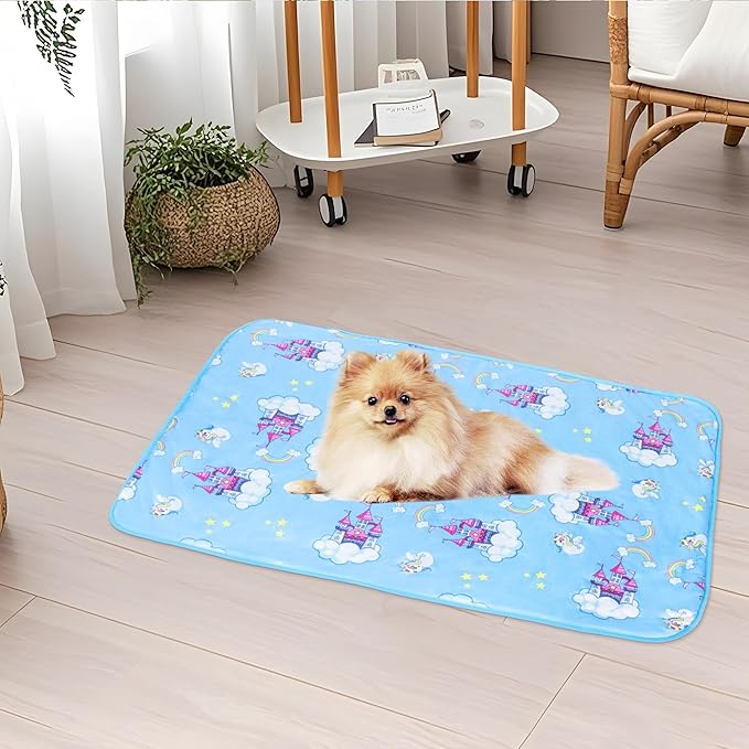 NACOCO Summer Pet Cooling Mat - Cat Dog Cushion Pad Sleeping Cool Castle Comfortable Soft for Pets Kids and Adults (Blue Castle, S)