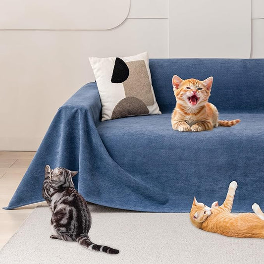 Cat Scratch Furniture Protector - Anti-Slip, Waterproof Sofa Cover to Keep Cats Off, Pet-Friendly Couch Protectors for 3 Cushion Couch, Anti-Scratch Couch Cover for Pets and Kids 118"X71"Navy Blue
