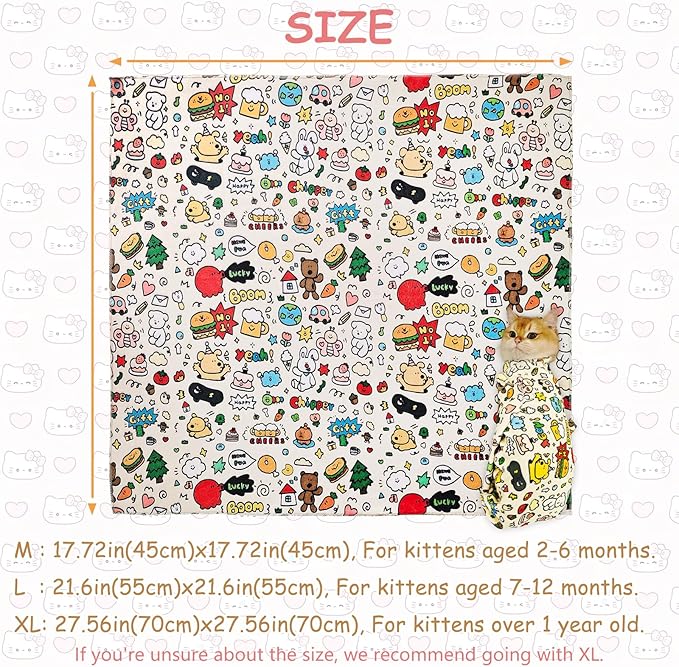 Cat Grooming Restraint Wrap – Self-Adhering Swaddle for Nail Clipping, Anti-Scratch & Escape-Proof, Calming Cat Swaddle Wrap for Grooming or Medication (Extra-Large, for Over 1 Year Old Kittens)