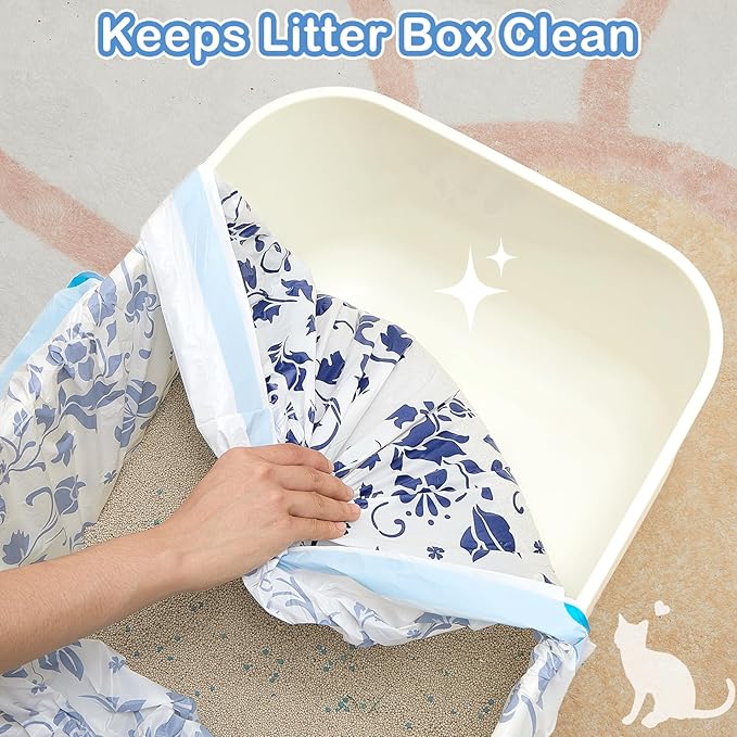 Unicorn Catcher Cat Litter Bags 36" x 19" Large Litter Box Liners Tear-Resistant with Drawstring for Easy Access Cat Litter Liners for Litter Boxes Under 36in Total Size, 30 Pack