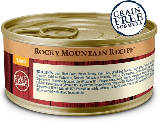 Blue Buffalo Wilderness Rocky Mountain Recipe Flaked Wet Cat Food, Chicken-Free & Grain-Free Recipe, Made with Natural Ingredients, Red Meat in Tasty Gravy, 5.5-oz. Cans (24 Count)